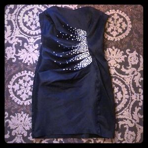 Ynez Black Jeweled Minidress